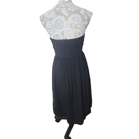 J. Crew Silk Dress Formal Emily Black Back Zip Strapless Lined Chiffon Women's 4 - Picture 3 of 8